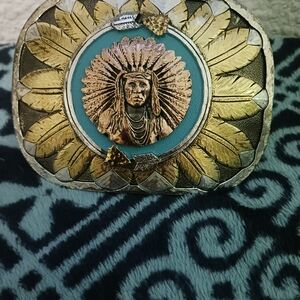 Gold and Silver Feather Belt Buckle